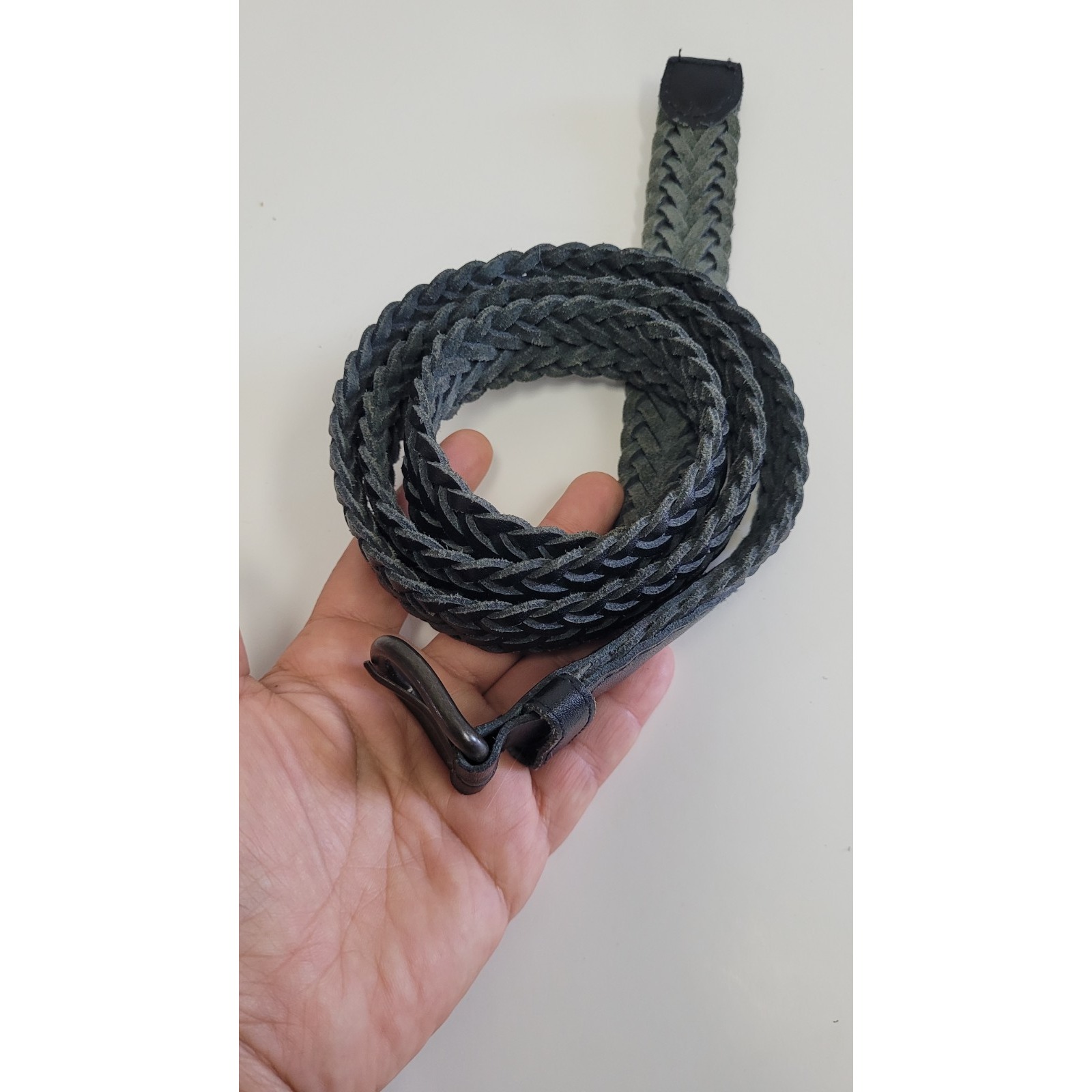 Genuine Braided Black Leather Belt Mens Length 45 Inches Genuine Braided Black Leather Belt Mens Length 45 Inches
